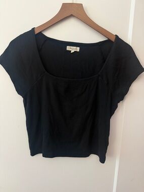 Madewell Square Neck Short Sleeve Black Tee